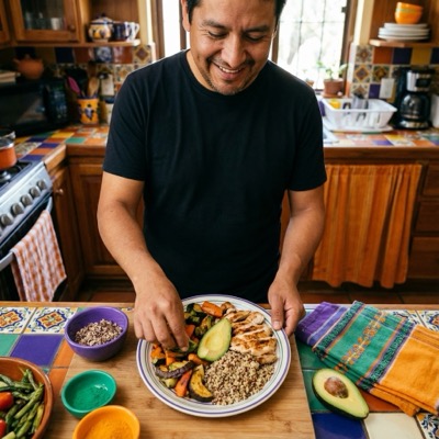 Chef casero preparando comida
